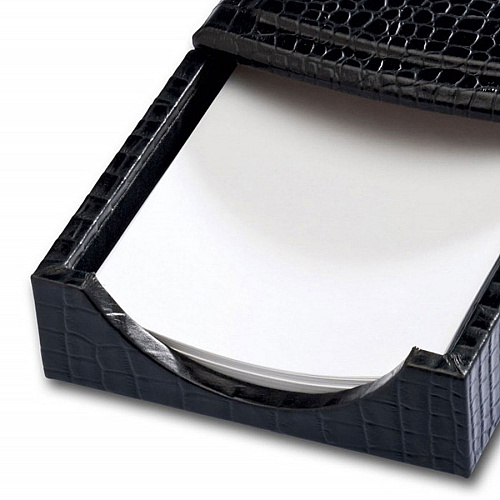 Dacasso Crocodile Embossed Black Leather Memo Holder Support 4" x 6" Media - Leather - Black - 1 Each (A2209)