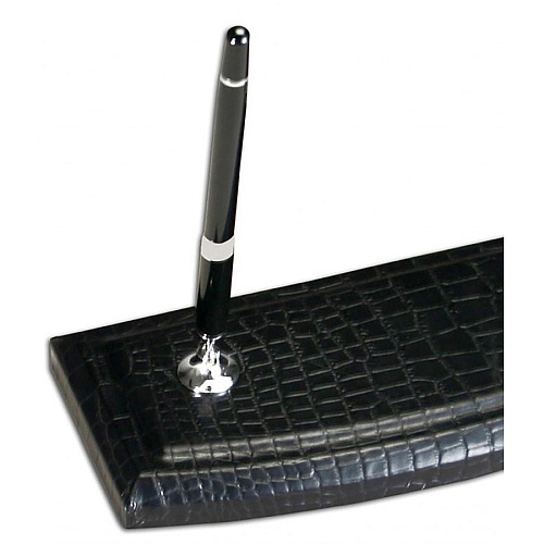 Dacasso Crocodile Embossed Black Leather Pen Stand Leather, Velveteen - Black - 1 Each (A2212)