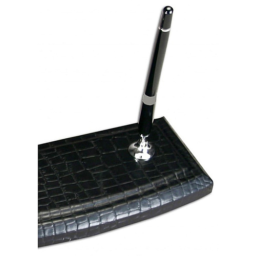 Dacasso Crocodile Embossed Black Leather Pen Stand Leather, Velveteen - Black - 1 Each (A2212)
