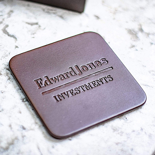 Dacasso Leather Square Coaster Set 4 Coaster of 4" Length x 4" Width - Square - Chocolate Brown - Top Grain Leather, Felt - 1Each - 1 Each (A3481)