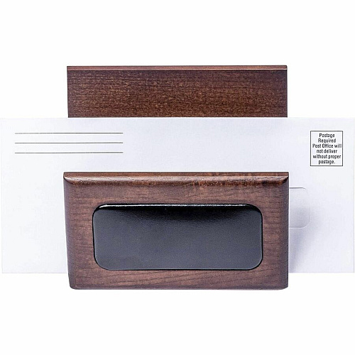 Dacasso Walnut & Leather Letter Holder Leather, Wood, Rubber - Walnut, Black - 1 Each (A8408)