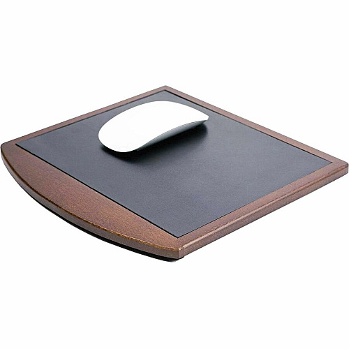 Dacasso Walnut & Leather Mouse Pad 10" Height x 9.50" Width - Black, Walnut - Leather, Wood - 1 Each (A8414)