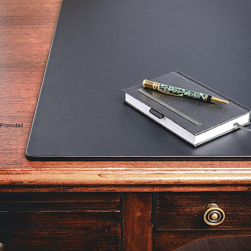 Dacasso Leather Desk Mat Rectangular - 38" Width x 24" Depth - Felt Backing - Top Grain Leather - Black - 1 Each (P1011)