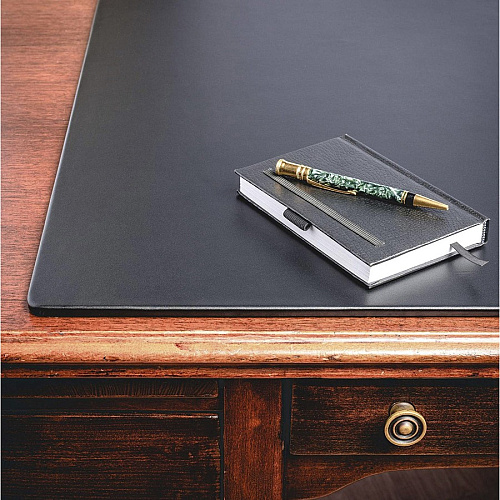 Dacasso Desk Mat Office, Desk Protection - 34" Length x 20" Width - Leather - Black - 1 Each (P1012)