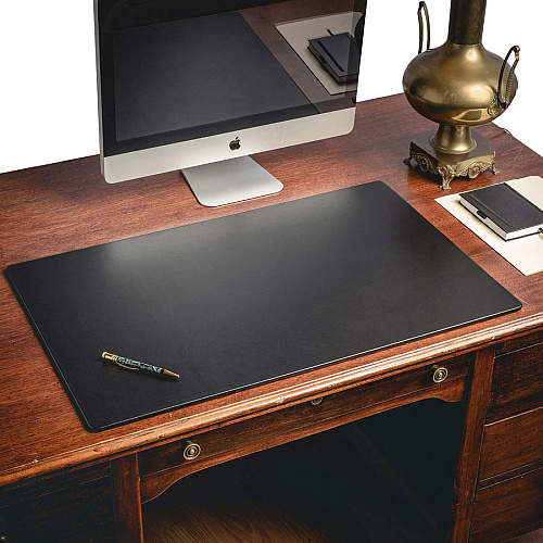 Dacasso Desk Mat Office, Desk Protection - 34" Length x 20" Width - Leather - Black - 1 Each (P1012)