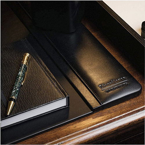 Dacasso Leather Side-Rail Desk Pad Rectangular - 38" Width x 24" Depth - Felt Black Backing - Top Grain Leather - Black - 1 Each (P1025)
