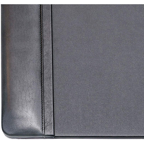 Dacasso Leather Side-Rail Desk Pad Rectangular - 38" Width x 24" Depth - Felt Black Backing - Top Grain Leather - Black - 1 Each (P1025)