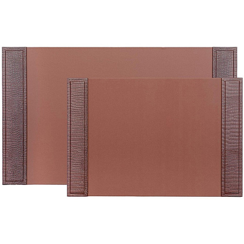 Dacasso Crocodile Embossed Side-Rail Desk Pad 20" Width - Leather - Brown - 1 Each (P2001)