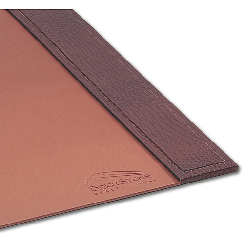 Dacasso Crocodile Embossed Side-Rail Desk Pad 20" Width - Leather - Brown - 1 Each (P2001)