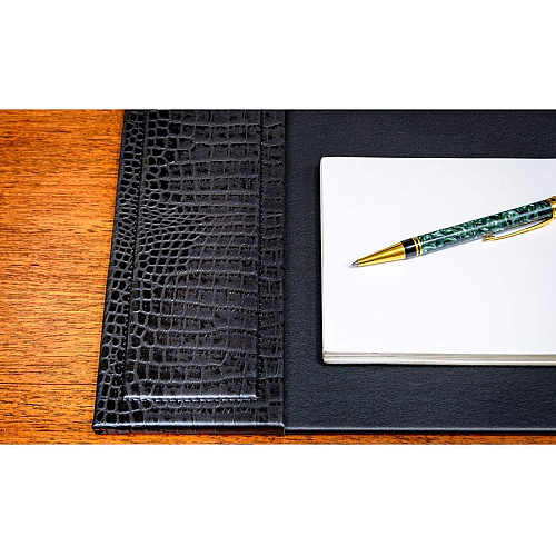 Dacasso Desk Pad Rectangular - 25.5" Width x 17.25000" Depth - Felt Black Backing - Top Grain Leather - Black - 1 Each (P2202)