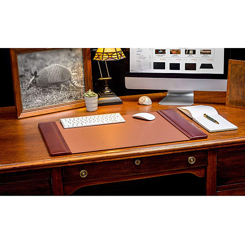 Dacasso Leather Side-Rail Desk Pad Rectangular - 25.2" Width x 17.25000" Depth - Felt Mocha Backing - Leather - Mocha - 1 Each (P3002)