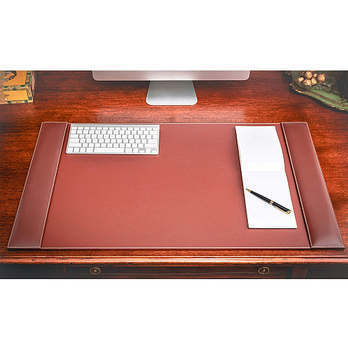 Dacasso Rustic Leather Side-Rail Desk Pad Rectangular - 34" Width x 20" Depth - Felt Backing - Top Grain Leather - Rustic Brown - 1 Each (P3201)