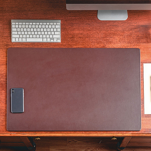 Dacasso Leather Desk Mat Rectangular - 30" Width x 19" Depth - Felt Backing - Leather - Chocolate Brown - 1 Each (P3418)