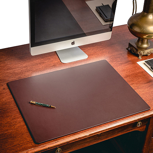 Dacasso Leather Desk Mat Rectangular - 24" Width x 19" Depth - Felt Backing - Leather - Chocolate Brown - 1 Each (P3419)
