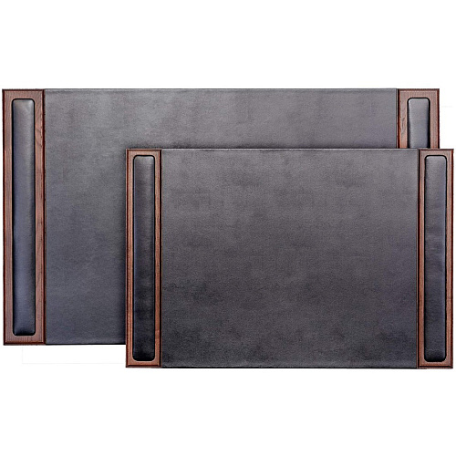 Dacasso Walnut & Leather Side-Rail Desk Pad Rectangular - 25.5" Width x 17.25000" Depth - Felt Black Backing - Leather - Walnut - 1 Each (P8402)
