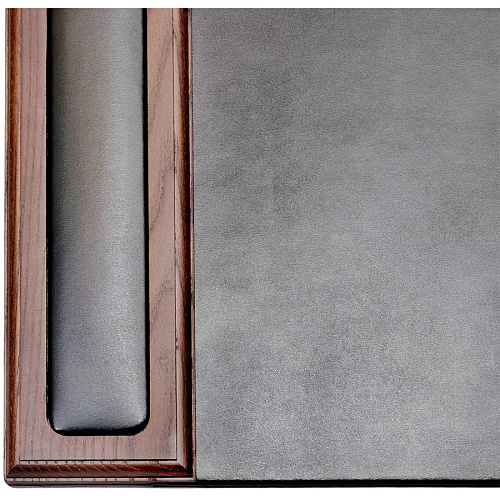 Dacasso Walnut & Leather Side-Rail Desk Pad Rectangular - 25.5" Width x 17.25000" Depth - Felt Black Backing - Leather - Walnut - 1 Each (P8402)