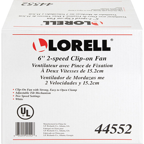 Lorell Clip-On Personal Fan 152.4 mm Fan Diameter - 2 Speed - Adjustable Tilt Head - 9.5" Height x 7.9" Width x 6" Depth - White (LLR44552)