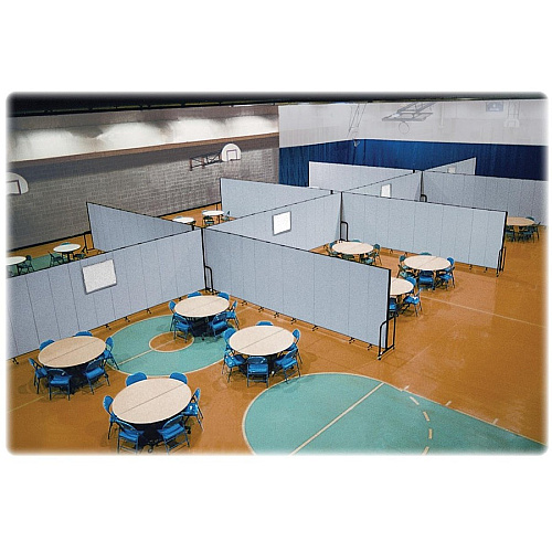 Screenflex Portable Room Dividers 72" Height x 20.4 ft Length - Black Metal Frame - Polyester - Stone - 1 Each (CFSL6011DG)