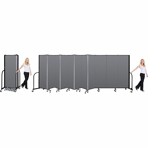 Screenflex Portable Room Dividers 72" Height x 24.1 ft Length - Black Metal Frame - Polyester - Stone - 1 Each (CFSL6013DG)