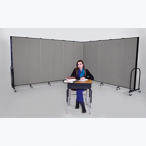 Screenflex Portable Room Dividers 72" Height x 24.1 ft Length - Black Metal Frame - Polyester - Stone - 1 Each (CFSL6013DG)