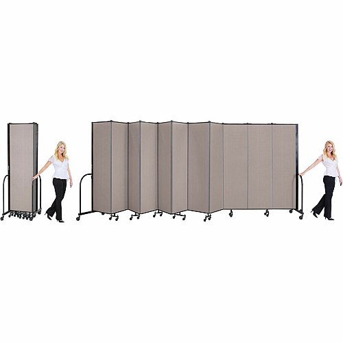Screenflex Portable Room Dividers 72" Height x 24.1 ft Length - Black Metal Frame - Polyester - Stone - 1 Each (CFSL6013DG)
