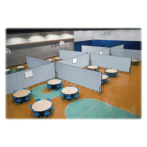 Screenflex Portable Room Dividers 72" Height x 13.1 ft Length - Black Metal Frame - Polyester - Stone - 1 Each (CFSL607DG)