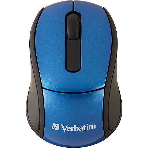 Verbatim Wireless Mini Travel Optical Mouse - Blue Optical - Wireless - Radio Frequency - Blue - USB 2.0 - 1600 dpi - Scroll Wheel - 3 Button(s) - 1 Each (97471)