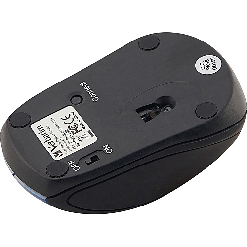 Verbatim Wireless Mini Travel Optical Mouse - Blue Optical - Wireless - Radio Frequency - Blue - USB 2.0 - 1600 dpi - Scroll Wheel - 3 Button(s) - 1 Each (97471)