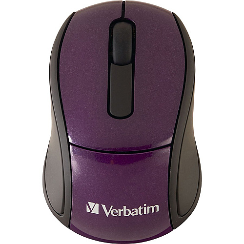 Verbatim Wireless Mini Travel Optical Mouse - Purple Optical - Wireless - Radio Frequency - Purple - 1 - USB - 1600 dpi - Scroll Wheel - 3 Button(s) (97473)