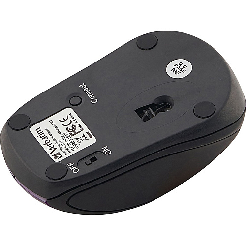 Verbatim Wireless Mini Travel Optical Mouse - Purple Optical - Wireless - Radio Frequency - Purple - 1 - USB - 1600 dpi - Scroll Wheel - 3 Button(s) (97473)