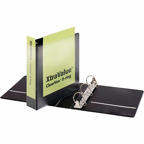 Cardinal Performer ClearVue Slant-D Ring Binder 2" Binder Capacity - Letter - 8 1/2" x 11" Sheet Size - 540 Sheet Capacity - 2 1/2" Spine Width - 3 Ring(s) - Fastener(s): D-Ring - Pocket(s): 2, Inside Front & Back - Vinyl - Black - 1.40 lb - Lab (17501CB)