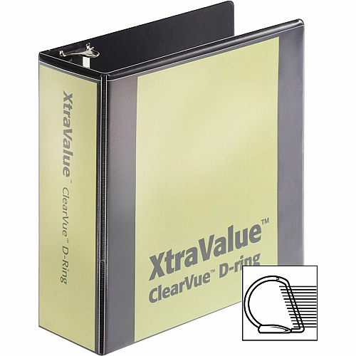 Cardinal Performer ClearVue Slant-D Ring Binder 4" Binder Capacity - Letter - 8 1/2" x 11" Sheet Size - 835 Sheet Capacity - 3 3/5" Spine Width - 3 Ring(s) - Fastener(s): D-Ring - Pocket(s): 2, Inside Front & Back - Vinyl - Black - 2.14 lb - Lab (17811CB)