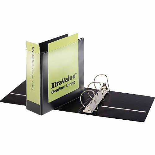 Cardinal Performer ClearVue Slant-D Ring Binder 4" Binder Capacity - Letter - 8 1/2" x 11" Sheet Size - 835 Sheet Capacity - 3 3/5" Spine Width - 3 Ring(s) - Fastener(s): D-Ring - Pocket(s): 2, Inside Front & Back - Vinyl - Black - 2.14 lb - Lab (17811CB)