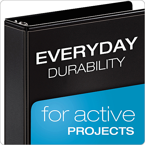 Cardinal Performer ClearVue Slant-D Ring Binder 4" Binder Capacity - Letter - 8 1/2" x 11" Sheet Size - 835 Sheet Capacity - 3 3/5" Spine Width - 3 Ring(s) - Fastener(s): D-Ring - Pocket(s): 2, Inside Front & Back - Vinyl - Black - 2.14 lb - Lab (17811CB)