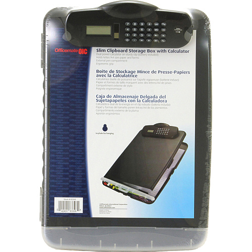 Officemate Slim Clipboard Storage Box with Calculator 10" x 14 1/2" Sheet Size - 1 Each (83306)