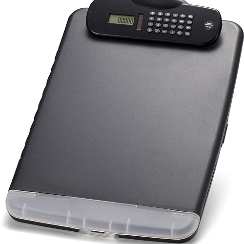 Officemate Slim Clipboard Storage Box with Calculator 10" x 14 1/2" Sheet Size - 1 Each (83306)