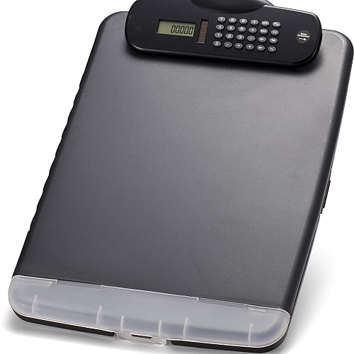 Officemate Slim Clipboard Storage Box with Calculator 10" x 14 1/2" Sheet Size - 1 Each (83306)