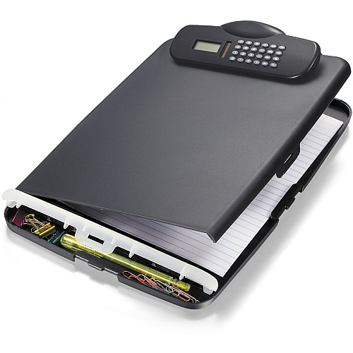 Officemate Slim Clipboard Storage Box with Calculator 10" x 14 1/2" Sheet Size - 1 Each (83306)