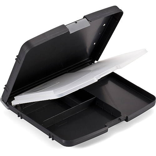 Officemate Triple File Clipboard Storage Box, Recycled 8 1/2" x 11" Sheet Size - Spring Clip - Black - 1 Each (83610)