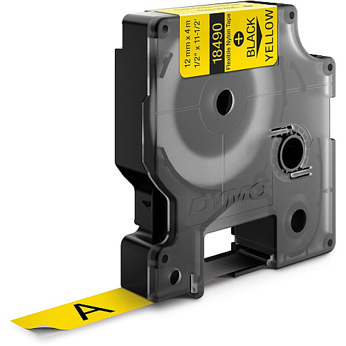 Dymo Rhino Flexible Nylon Labels 1/2" Width - Direct Thermal - Yellow - Nylon - 1 Each (18490)