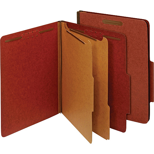 Pendaflex Letter Recycled Classification Folder 8 1/2" x 11" - 3 1/2" Expansion - 2 Fastener(s) - 2" for Folder, 1" for Divider - 3 Divider(s) - Pressboard, Tyvek - Red - 60% Recycled - 10 / Box (23865GW)