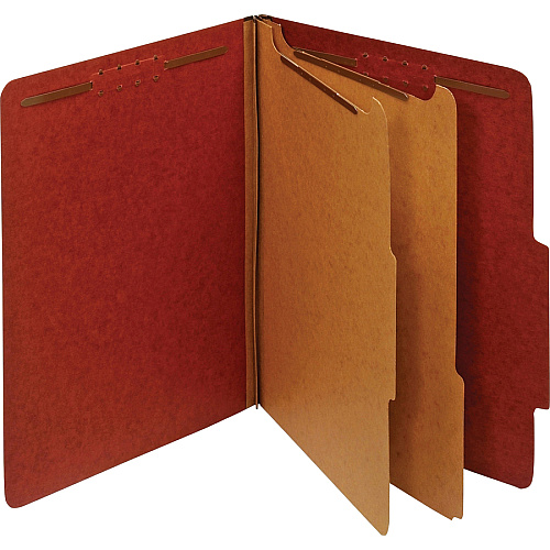 Pendaflex Letter Recycled Classification Folder 8 1/2" x 11" - 3 1/2" Expansion - 2 Fastener(s) - 2" for Folder, 1" for Divider - 3 Divider(s) - Pressboard, Tyvek - Red - 60% Recycled - 10 / Box (23865GW)