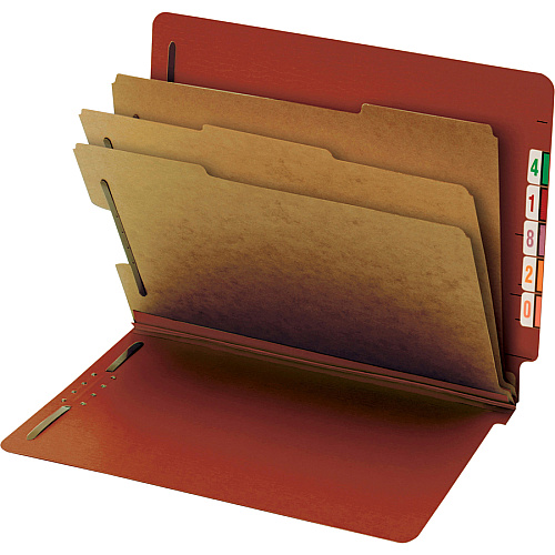 Pendaflex Letter Recycled Classification Folder 8 1/2" x 11" - 3 1/2" Expansion - 2 Fastener(s) - 2" for Folder, 1" for Divider - 3 Divider(s) - Pressboard, Tyvek - Red - 60% Recycled - 10 / Box (23865GW)
