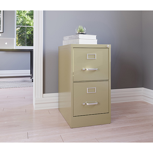 Lorell Fortress Series 22" Commercial-Grade Vertical File Cabinet 15" Width x 22" Depth x 28.4" Height - 2 x Drawer(s) for File - Letter - Lockable, Ball-bearing Suspension - Putty - Steel - Recycled (LLR42290)