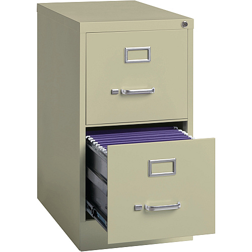 Lorell Fortress Series 22" Commercial-Grade Vertical File Cabinet 15" Width x 22" Depth x 28.4" Height - 2 x Drawer(s) for File - Letter - Lockable, Ball-bearing Suspension - Putty - Steel - Recycled (LLR42290)