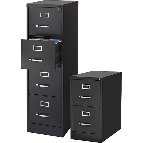 Lorell Fortress Series 22" Commercial-Grade Vertical File Cabinet 15" Width x 22" Depth x 28.4" Height - 2 x Drawer(s) for File - Letter - Lockable, Ball-bearing Suspension - Black - Steel - Recycled (LLR42291)