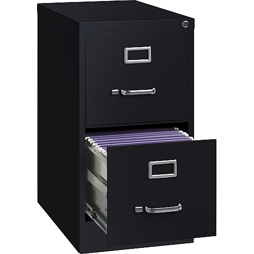 Lorell Fortress Series 22" Commercial-Grade Vertical File Cabinet 15" Width x 22" Depth x 28.4" Height - 2 x Drawer(s) for File - Letter - Lockable, Ball-bearing Suspension - Black - Steel - Recycled (LLR42291)