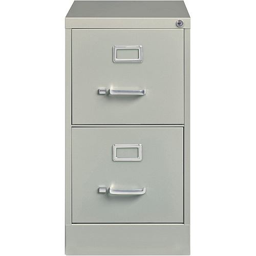 Lorell Fortress Series 22" Commercial-Grade Vertical File Cabinet 15" Width x 22" Depth x 28.4" Height - 2 x Drawer(s) for File - Letter - Lockable, Ball-bearing Suspension - Light Gray - Steel - Recycled (LLR42292)