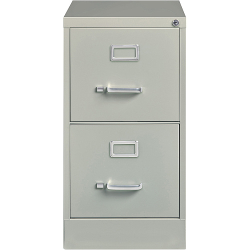 Lorell Fortress Series 22" Commercial-Grade Vertical File Cabinet 15" Width x 22" Depth x 28.4" Height - 2 x Drawer(s) for File - Letter - Lockable, Ball-bearing Suspension - Light Gray - Steel - Recycled (LLR42292)