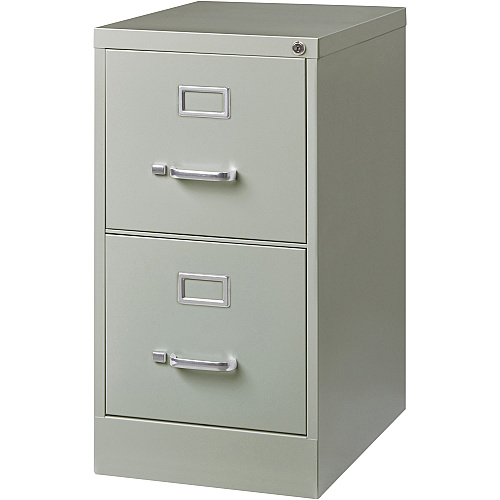 Lorell Fortress Series 22" Commercial-Grade Vertical File Cabinet 15" Width x 22" Depth x 28.4" Height - 2 x Drawer(s) for File - Letter - Lockable, Ball-bearing Suspension - Light Gray - Steel - Recycled (LLR42292)